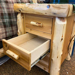 Cedar Log Three Drawer Nightstand available at Rustic Ranch Furniture and Decor.