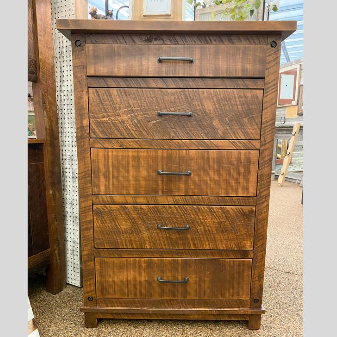 Adirondack Five Drawer Chest available at Rustic Ranch Furniture and Decor in Airdrie, Alberta.