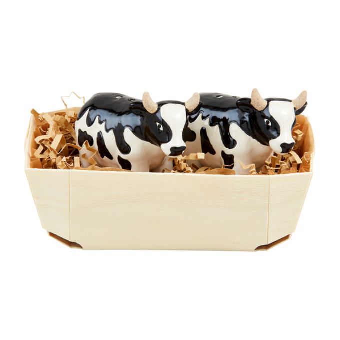 Farm Animal Salt & Pepper Basket by Mud Pie - Two Styles