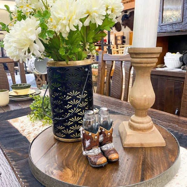 Cowboy Boots Salt and Pepper Shaker Holder – Rustic Ranch