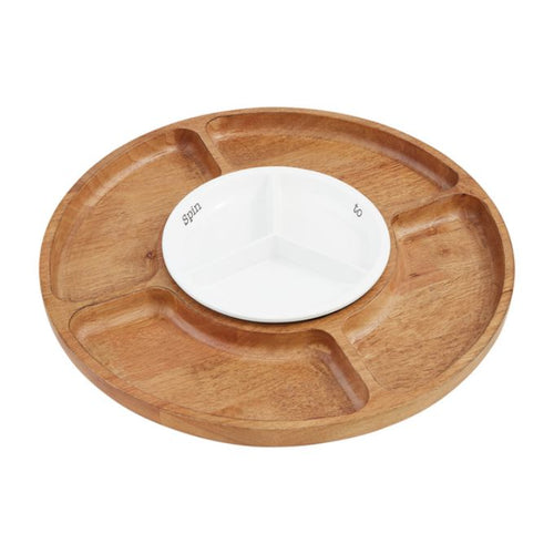 Divided Wooden Lazy Susan by Mud Pie