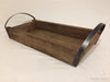 LARGE STAINED PINE TRAY W/IRON HANDLES-Rustic Ranch