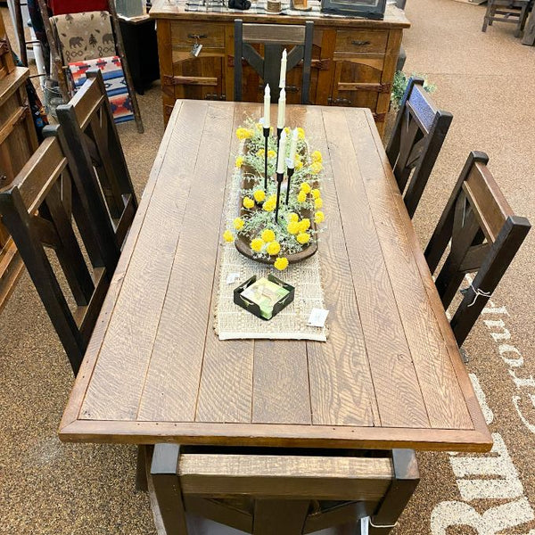 Yellowstone Dutton Trestle Dining Table - 6 Foot, Black Forest Decor