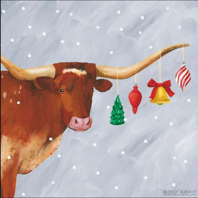 Longhorn Holiday Beverage Napkins available at Rustic Ranch Furniture in Airdrie, Alberta