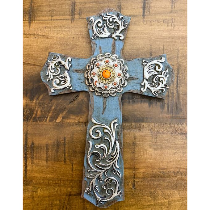 Silver Wall Cross with Concho