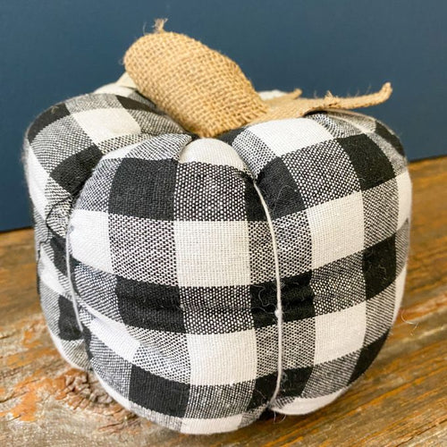 Tall Black & White Check Pumpkin