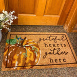 Grateful Hearts Pumpkin Coir Mat by Mud Pie