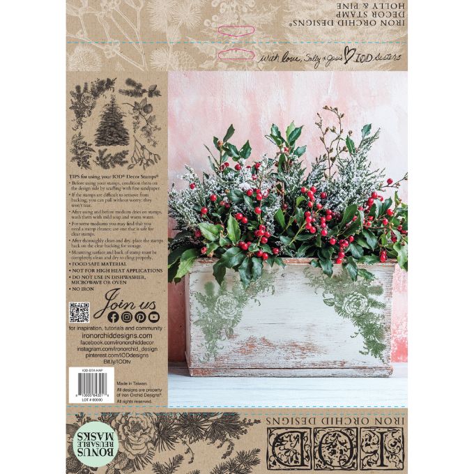 Holly and Pine Stamp by IOD available at Rustic Ranch Furniture and Decor.