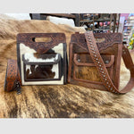 Trinity Hair-On/Tooled Crossbody Bag - Coffee