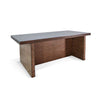 Wooden desk with a gray top on a white background. Boise Counter Table available at Rustic Ranch Furniture and Decor.