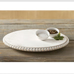 Farmhouse White Beaded Lazy Susan by Mud Pie