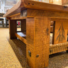 Wooden coffee table with rustic design in an indoor setting. Sequoia Coffee Table available at Rustic Ranch Furniture and Decor.