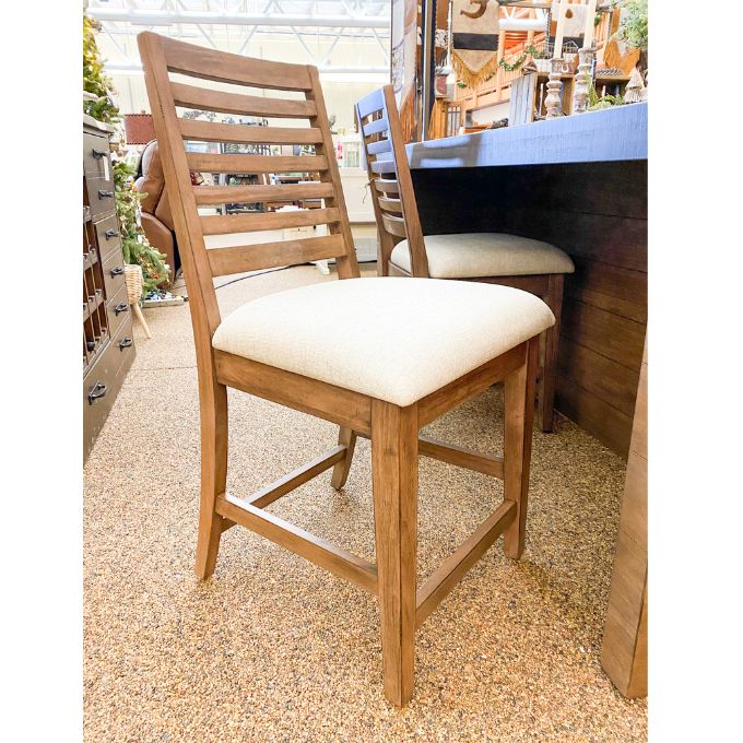 Doe Valley Ladderback Counter Height Stool available at Rustic Ranch Furniture and Decor.
