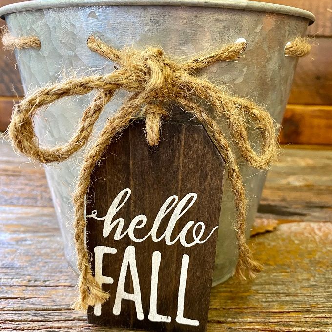 Hello Fall Tin Bucket