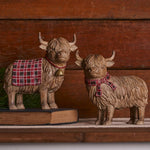 Christmas Highland Cow Figurine with Blanket