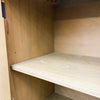 Wooden shelf inside a wooden cabinet. Rowan Buffet available at Rustic Ranch Furniture and Decor.