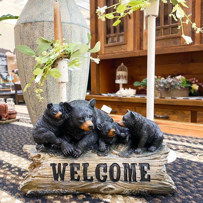 Bear Family Welcome Figurine available at Rustic Ranch Furniture and Decor.