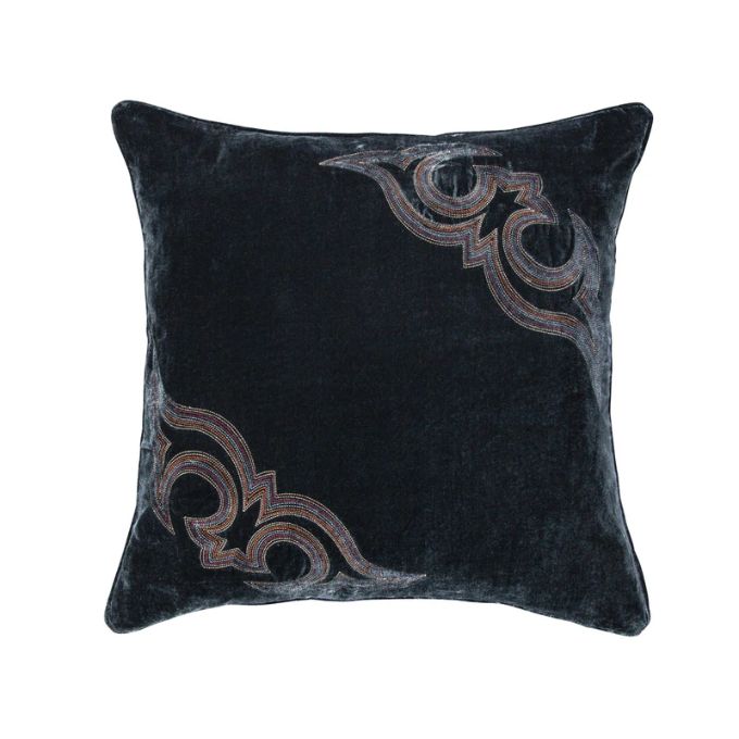 Stella Boot Stitch Velvet Pillow - Midnight Blue