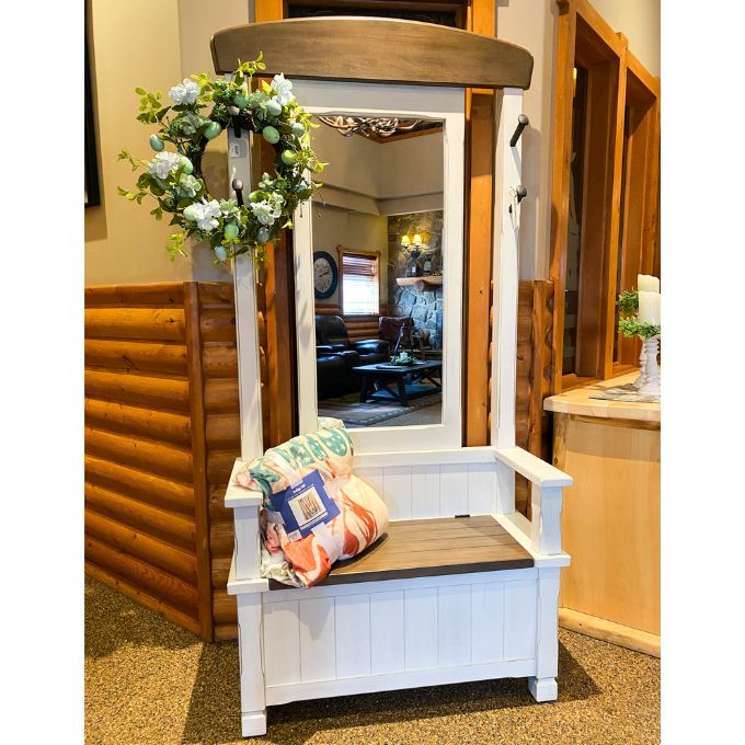 Pasadena Hall Tree with Bench available at Rustic Ranch Furniture and Decor.