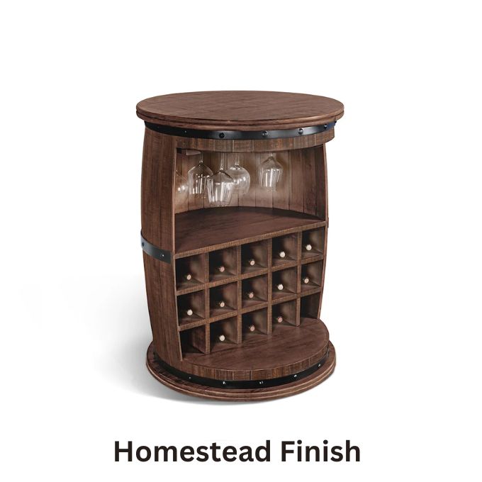Swivel Barrel Wine Bar - Two Finishes – Rustic Ranch Furniture and Decor