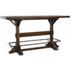 Wooden table with wooden legs on a white background. Homestead Pub Table available at Rustic Ranch Furniture and Decor.