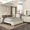 Neatly arranged bedroom with white furniture, including a bed and dresser.  Carriage House Bed - King and Queen Sizing available at Rustic Ranch Furniture and Decor.