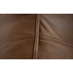 Close-up of brown leather sofa.  The Hollister Sofa is available at Rustic Ranch Furniture and Decor.