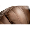 Close-up of brown leather sofa.  The Hollister Sofa is available at Rustic Ranch Furniture and Decor.