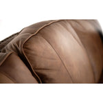 Close-up of brown leather sofa.  The Hollister Sofa is available at Rustic Ranch Furniture and Decor.