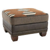 Brown and gray ottoman with patterned cushion on a white background Hollister Ottoman available at Rustic Ranch Furniture and Decor.