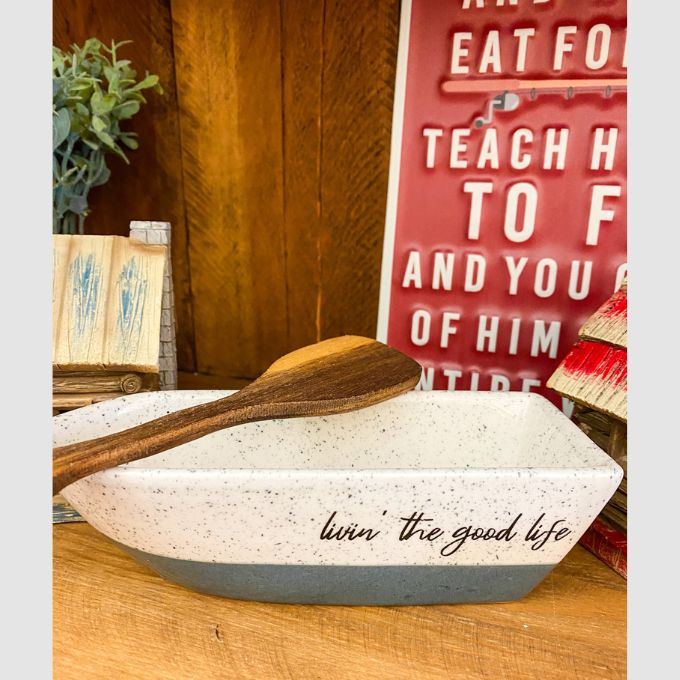 Boat Serving Dish & Paddle Spoon