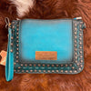 Studded Wristlet/Crossbody Bag - Turquoise