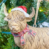 Highland Cow Ornament with Hat