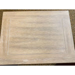 Beige rectangular table top with a subtle pattern on a textured surface. Gianna End Table available at Rustic Ranch Furniture and Decor.