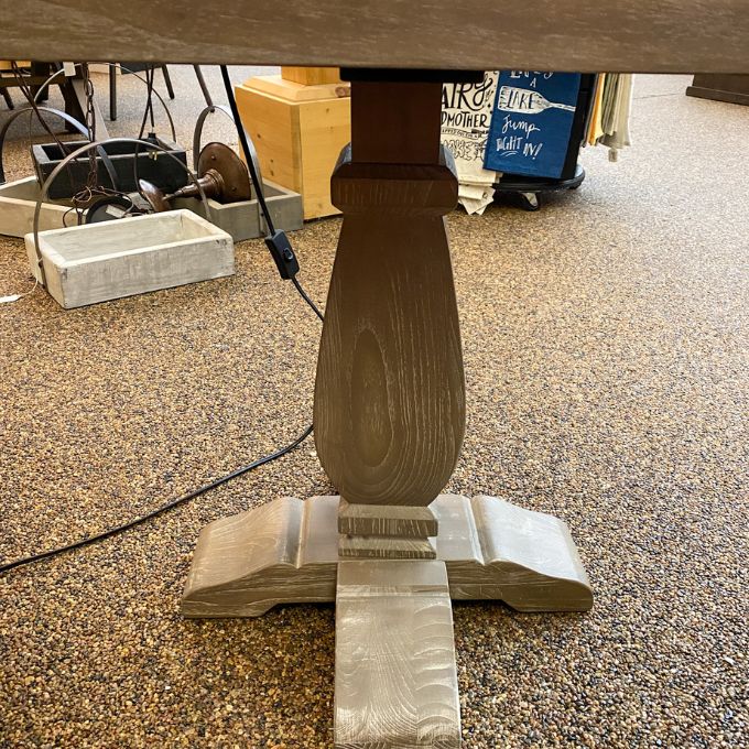 Wooden pedestal base of the Gianna End Table available at Rustic Ranch Furniture and Decor.