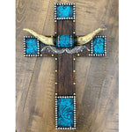 Horns and Tooled Leather Cross