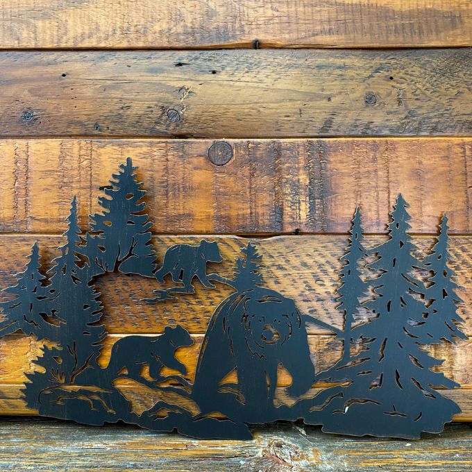 Bear Cubs and Tree Metal Wall Decor - Two Styles