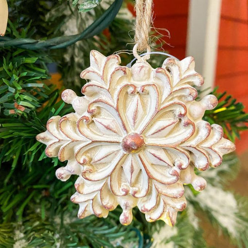 Washed Gold Snowflake Ornament - Three Styles