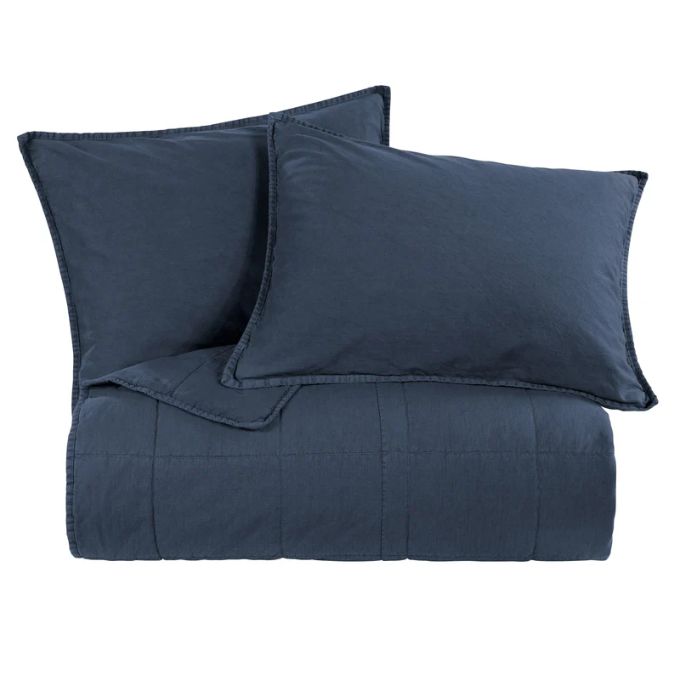 Queen Stonewashed Canvas Coverlet - Denim