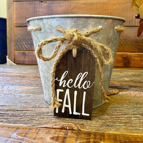 Hello Fall Tin Bucket