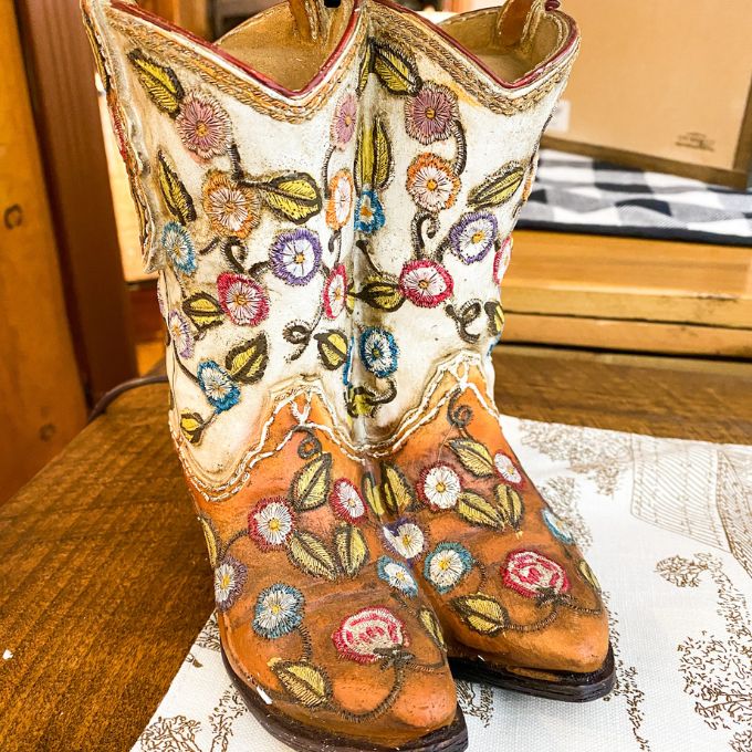 Embroidered Cowboy Boot Lamp