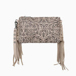 Floral Fringe Crossbody Bag - Khaki