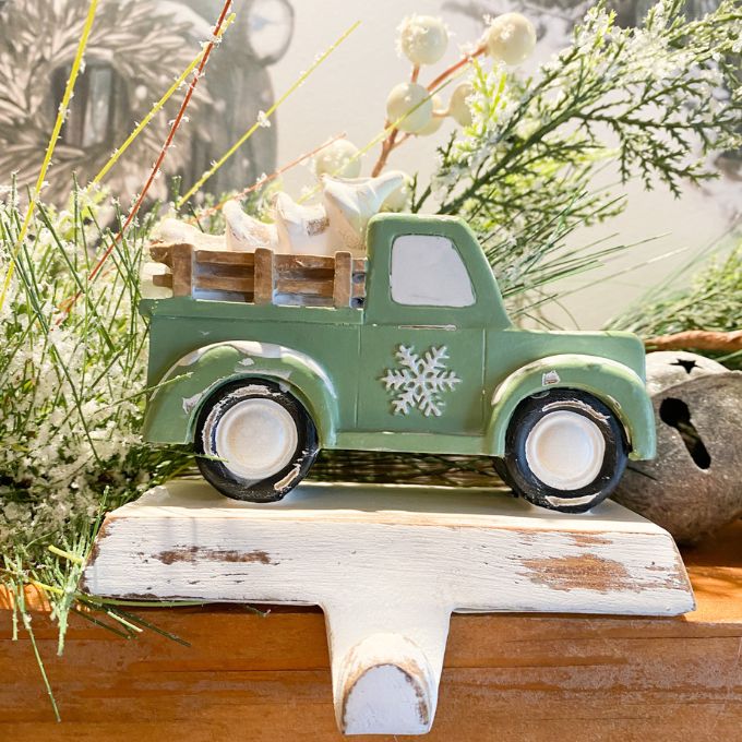 Green Christmas Truck Stocking Holder