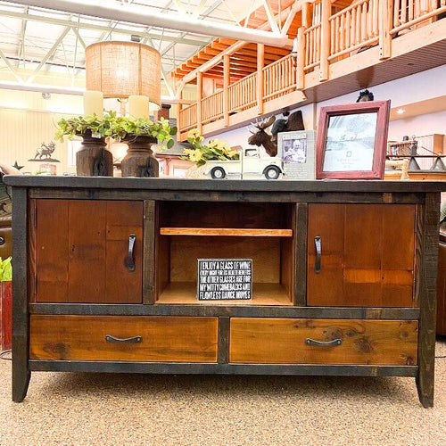 Basalt Two Door - Two Drawer TV Stand available at Rustic Ranch Furniture and Decor.