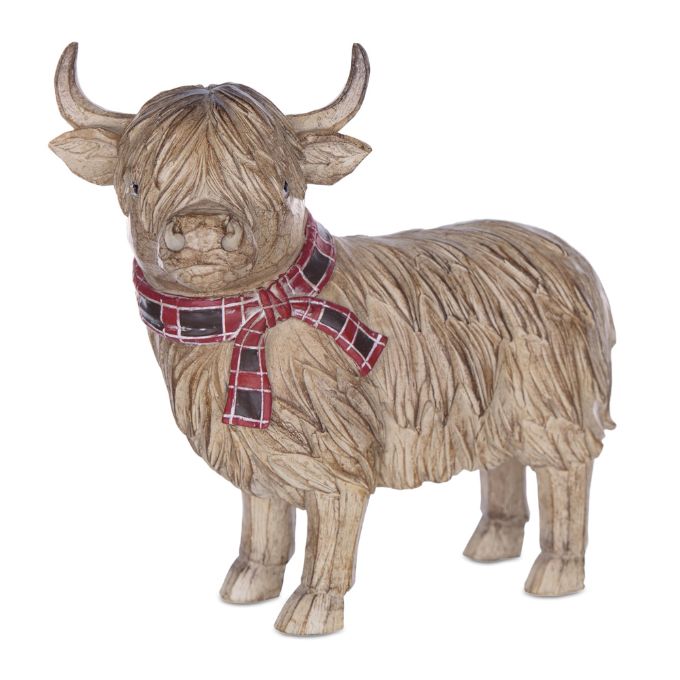 Christmas Highland Cow Figurine with Blanket