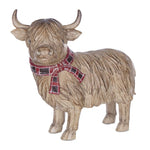 Christmas Highland Cow Figurine with Scarf