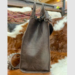 Trinity Hair-On/Tooled Crossbody Bag - Coffee