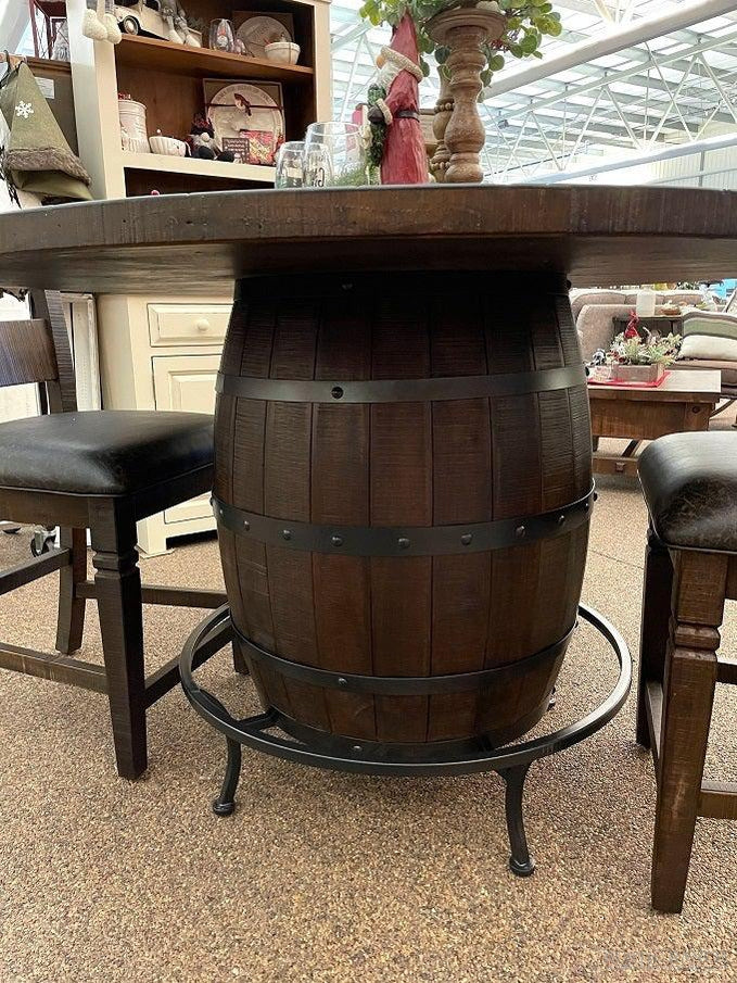  Homestead Barrel Table with Lazy Susan available at Rustic Ranch Furniture and Deco