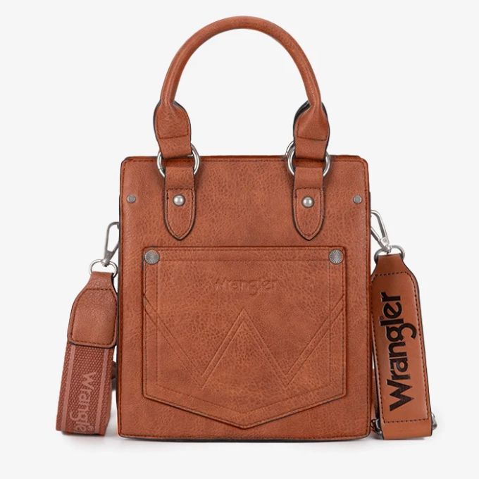 Leather Tassels Crossbody Bag - Brown