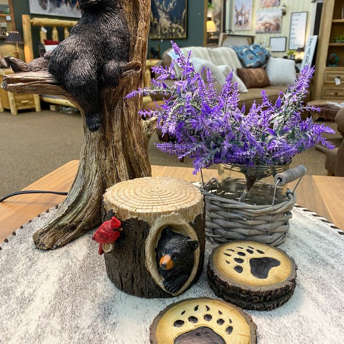 Bear and Cardinal Coaster Set available at Rustic Ranch Furniture and Decor.